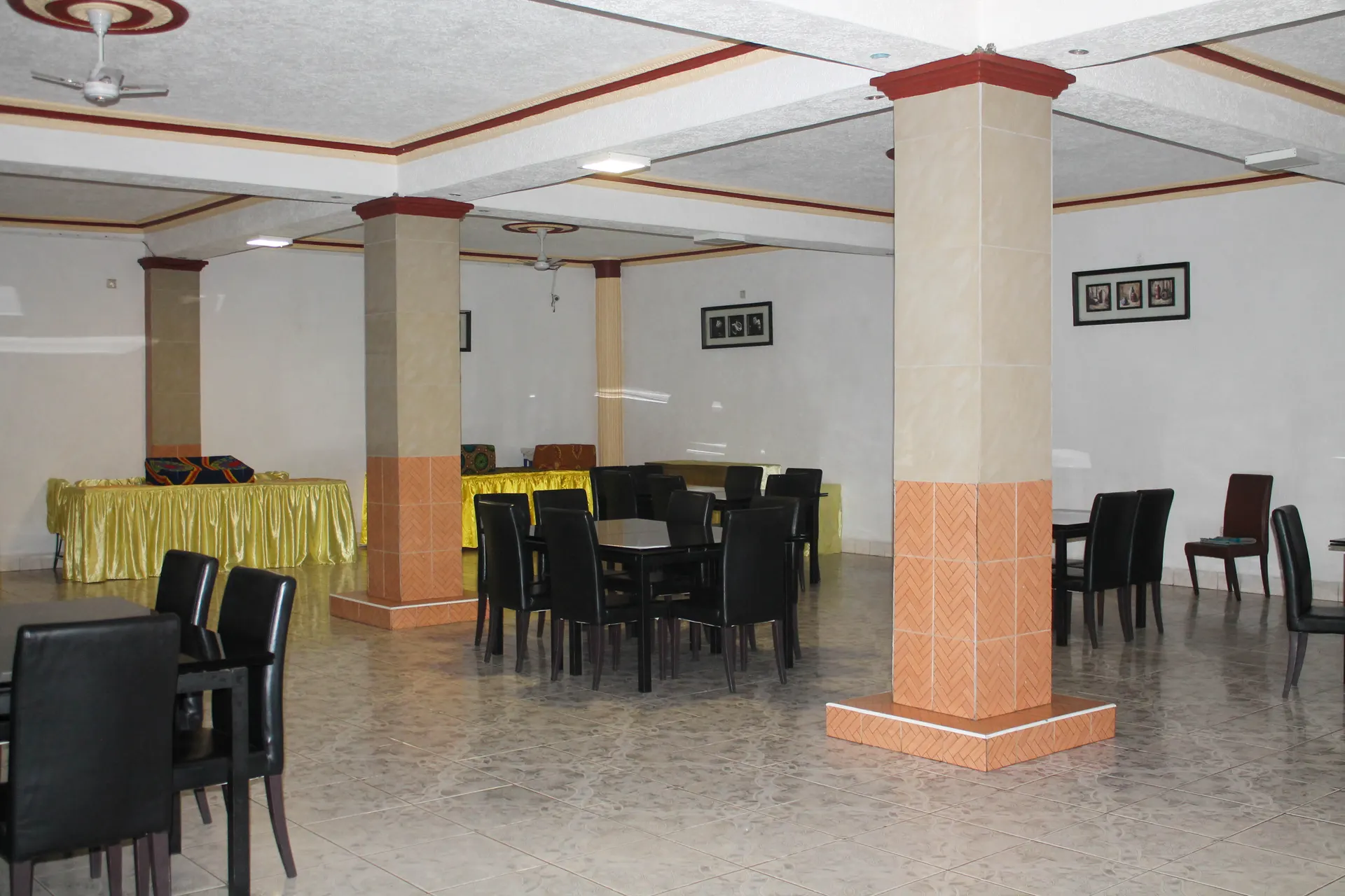 inside view of boardroom with table and chairs arranged around it